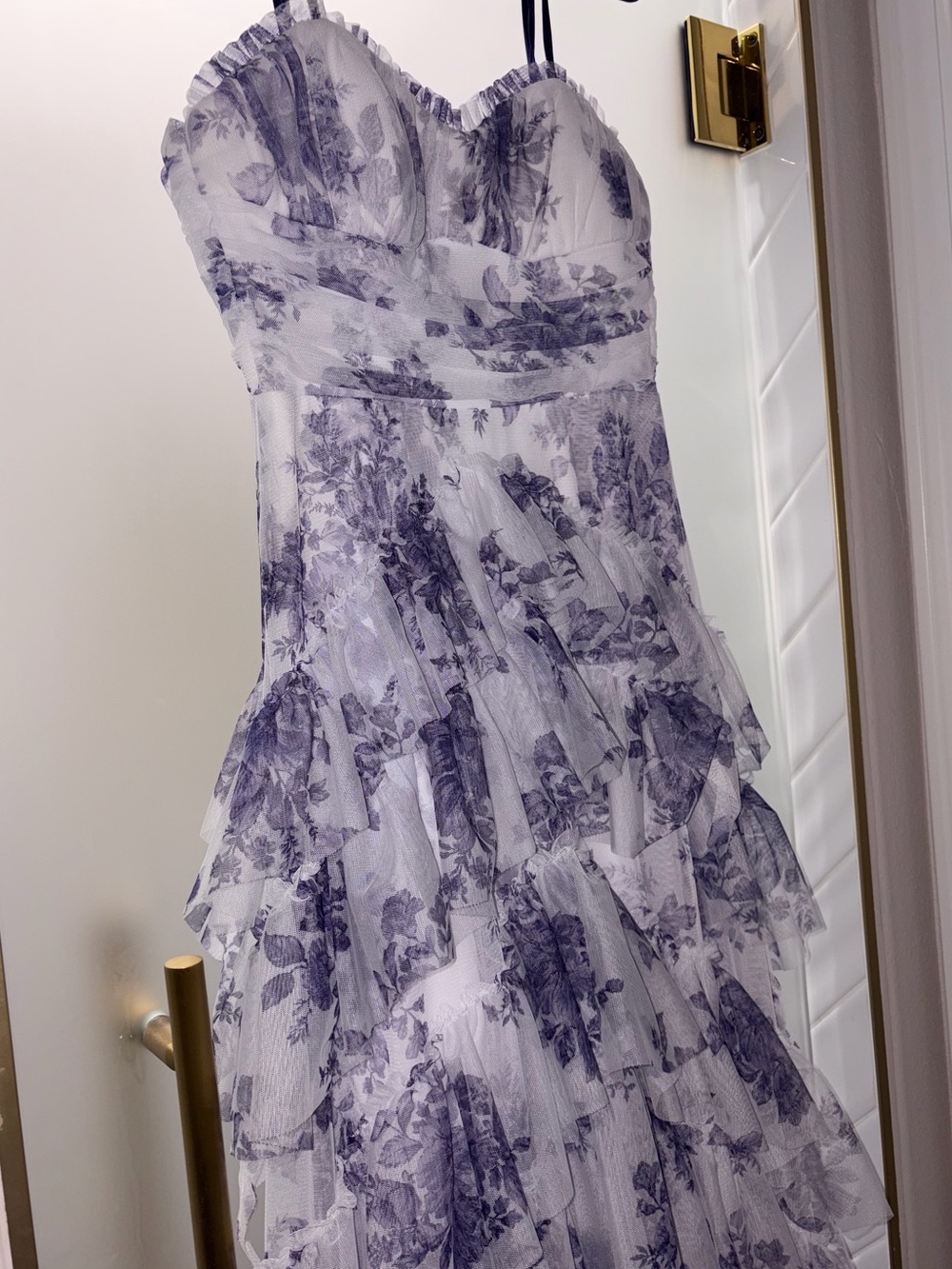 Floral Prom Tiered Mesh Sundress in Lavender Size 0